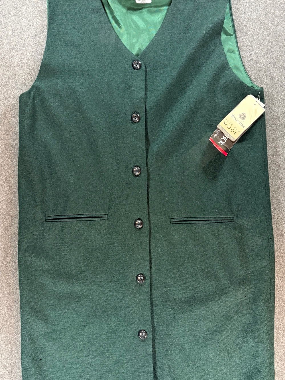 VTG NWT Sag Harbor Pinafore Dress SIZE 14 in Green Wool Sleeveless Vest Womens